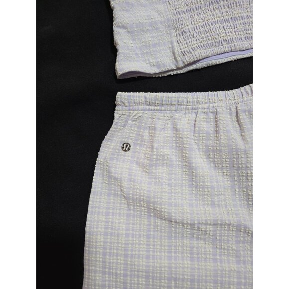 NWT Lululemon Seersucker Check Strappy Lavender Tank & 3" Pull-On Short Set M/L - Picture 12 of 16